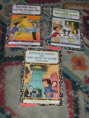 3 HORRIBLE HARRY Suzy Kline Paperback Books ~ Drop of Doom ~ Dragon War ~ Slime